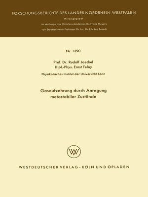 cover image of Gasaufzehrung durch Anregung metastabiler Zustände